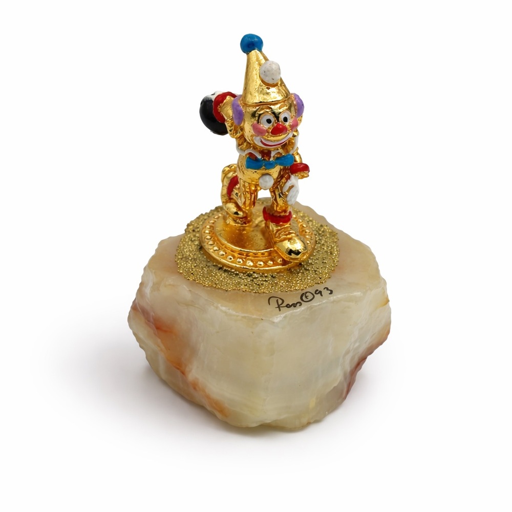 Ron Lee Strike Out Bowling Clown Figurine Ltd Ed Signed Gold Tone Onyx Base